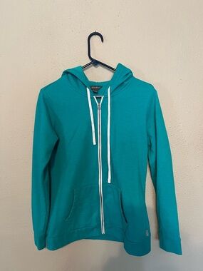 Eddie Bauer Teal Full-Zip Hoodie with White Drawstrings